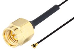  SMA公头转HMCX32 1.2插头电缆组件，使用0.81mm同轴电缆，RoHS