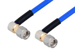 SMA Male Right Angle to SMA Male Right Angle Cable 24 Inch Length Using PE-141FLEX Coax, RoHS