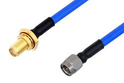 SMA Female Bulkhead to SMA Male Cable 12 Inch Length Using PE-141FLEX Coax, RoHS