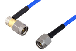 SMA Male to SMA Male Right Angle Cable 50 cm Length Using PE-086FLEX Coax, RoHS