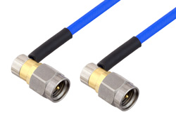 SMA Male Right Angle to SMA Male Right Angle Cable 24 Inch Length Using PE-086FLEX Coax , LF Solder