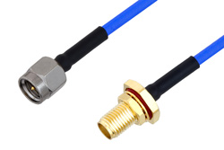 SMA Male to SMA Female Bulkhead Cable 12 Inch Length Using PE-086FLEX Coax, RoHS