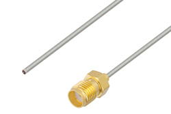 Pigtail Test Probe Cable SMA Female to Straight Cut Lead 9 Inch Length Using PE-SR047TN, RoHS