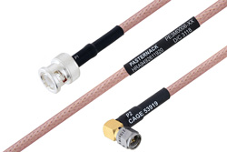 MIL-DTL-17 BNC Male to SMA Male Right Angle Cable 72 Inch Length Using M17/60-RG142 Coax