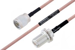 MIL-DTL-17 N Male to N Female Bulkhead Cable 72 Inch Length Using M17/60-RG142 Coax
