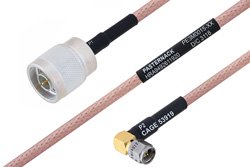 MIL-DTL-17 N Male to SMA Male Right Angle Cable 200 cm Length Using M17/60-RG142 Coax