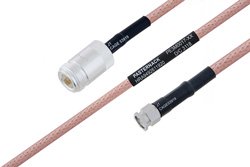 MIL-DTL-17 N Female to SMA Male Cable 72 Inch Length Using M17/60-RG142 Coax