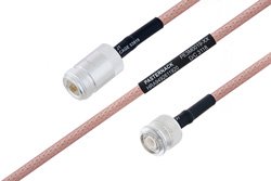 MIL-DTL-17 N Female to TNC Male Cable 30 Inch Length Using M17/60-RG142 Coax
