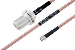MIL-DTL-17 N Female Bulkhead to SMA Male Cable 12 Inch Length Using M17/60-RG142 Coax