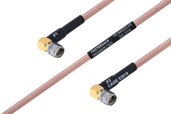 MIL-DTL-17 SMA Male Right Angle to SMA Male Right Angle Cable 100 cm Length Using M17/60-RG142 Coax