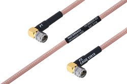 MIL-DTL-17 SMA Male Right Angle to SMA Male Right Angle Cable 12 Inch Length Using M17/60-RG142 Coax