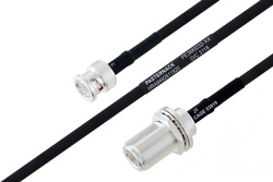 MIL-DTL-17 BNC Male to N Female Bulkhead Cable 48 Inch Length Using M17/84-RG223 Coax