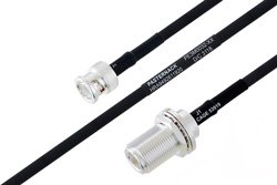 MIL-DTL-17 BNC Male to N Female Bulkhead Cable 60 Inch Length Using M17/84-RG223 Coax
