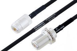 MIL-DTL-17 N Female to N Female Bulkhead Cable 200 cm Length Using M17/84-RG223 Coax