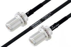 MIL-DTL-17 N Female Bulkhead to N Female Bulkhead Cable 48 Inch Length Using M17/84-RG223 Coax