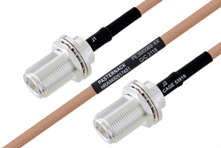 MIL-DTL-17 N Female Bulkhead to N Female Bulkhead Cable 48 Inch Length Using M17/128-RG400 Coax