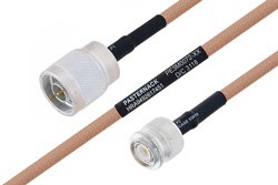 MIL-DTL-17 N Male to TNC Male Cable 36 Inch Length Using M17/128-RG400 Coax