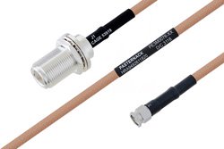 MIL-DTL-17 N Female Bulkhead to SMA Male Cable 72 Inch Length Using M17/128-RG400 Coax