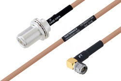 MIL-DTL-17 N Female Bulkhead to SMA Male Right Angle Cable 48 Inch Length Using M17/128-RG400 Coax