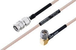 MIL-DTL-17 SMA Male to SMA Male Right Angle Cable 8 Inch Length Using M17/113-RG316 Coax