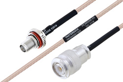 MIL-DTL-17 SMA Female Bulkhead to TNC Male Cable 12 Inch Length Using M17/113-RG316 Coax