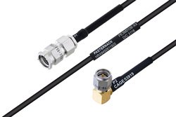 MIL-DTL-17 SMA Male to SMA Male Right Angle Cable 8 Inch Length Using M17/119-RG174 Coax