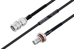 MIL-DTL-17 SMA Male to SMA Female Bulkhead Cable 16 Inch Length Using M17/119-RG174 Coax