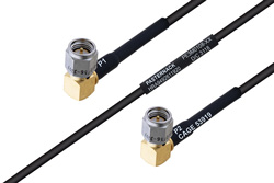 MIL-DTL-17 SMA Male Right Angle to SMA Male Right Angle Cable 8 Inch Length Using M17/119-RG174 Coax
