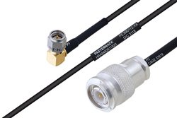 MIL-DTL-17 SMA Male Right Angle to TNC Male Cable 100 cm Length Using M17/119-RG174 Coax