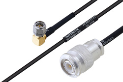 MIL-DTL-17 SMA Male Right Angle to TNC Male Cable 16 Inch Length Using M17/119-RG174 Coax