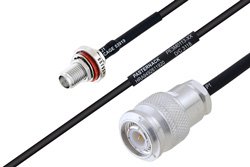 MIL-DTL-17 SMA Female Bulkhead to TNC Male Cable 24 Inch Length Using M17/119-RG174 Coax