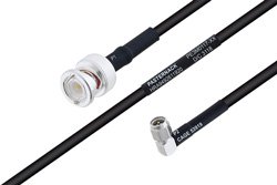 MIL-DTL-17 BNC Male to SMA Male Right Angle Cable 12 Inch Length Using M17/183-00001 Coax