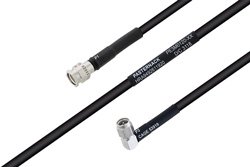 MIL-DTL-17 SMA Male to SMA Male Right Angle Cable 100 cm Length Using M17/28-RG58 Coax