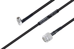 MIL-DTL-17 SMA Male Right Angle to TNC Male Cable 12 Inch Length Using M17/183-00001 Coax