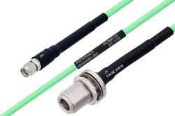 Temperature Conditioned SMA Male to N Female Bulkhead Low Loss Cable 118.11 Inch Length Using PE-P142LL Coax