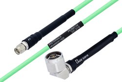 Temperature Conditioned SMA Male to N Male Right Angle Low Loss Cable 36 Inch Length Using PE-P142LL Coax