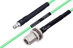 Temperature Conditioned SMA Female to N Female Bulkhead Low Loss Cable 18 Inch Length Using PE-P142LL Coax