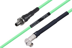 Temperature Conditioned SMA Female Bulkhead to SMA Male Right Angle Low Loss Cable 60 Inch Length Using PE-P142LL Coax