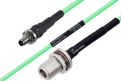 Temperature Conditioned SMA Female Bulkhead to N Female Bulkhead Low Loss Cable 200 cm Length Using PE-P142LL Coax