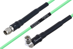 Temperature Conditioned SMA Male to SMA Male Right Angle Low Loss Cable 60 Inch Length Using PE-P160LL Coax