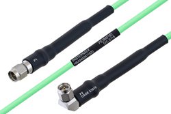 Temperature Conditioned SMA Male to SMA Male Right Angle Low Loss Cable Using PE-P160LL Coax