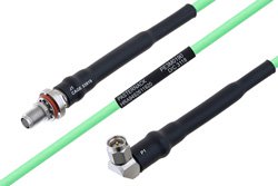 Temperature Conditioned SMA Female Bulkhead to SMA Male Right Angle Low Loss Cable 48 Inch Length Using PE-P160LL Coax