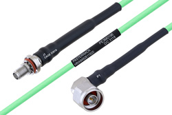 Temperature Conditioned SMA Female Bulkhead to N Male Right Angle Low Loss Cable 200 cm Length Using PE-P160LL Coax