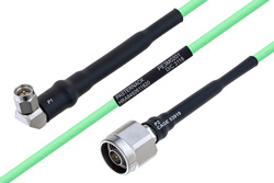 Temperature Conditioned SMA Male Right Angle to N Male Low Loss Cable 100 cm Length Using PE-P160LL Coax