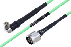 Temperature Conditioned SMA Male Right Angle to N Male Low Loss Cable Using PE-P160LL Coax