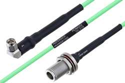 Temperature Conditioned SMA Male Right Angle to N Female Bulkhead Low Loss Cable Using PE-P160LL Coax