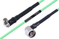 Temperature Conditioned SMA Male Right Angle to N Male Right Angle Low Loss Cable 18 Inch Length Using PE-P160LL Coax