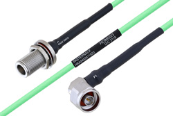 Temperature Conditioned N Female Bulkhead to N Male Right Angle Low Loss Cable 200 cm Length Using PE-P160LL Coax
