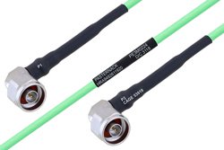 Temperature Conditioned N Male Right Angle to N Male Right Angle Low Loss Cable 200 cm Length Using PE-P160LL Coax