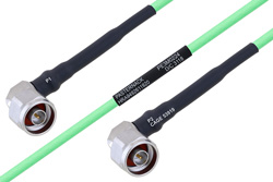 Temperature Conditioned N Male Right Angle to N Male Right Angle Low Loss Cable 30 Inch Length Using PE-P160LL Coax